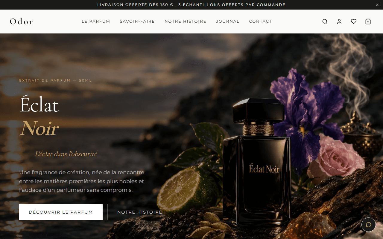 Site ODOR Parfums — réalisé par LanceTonSite